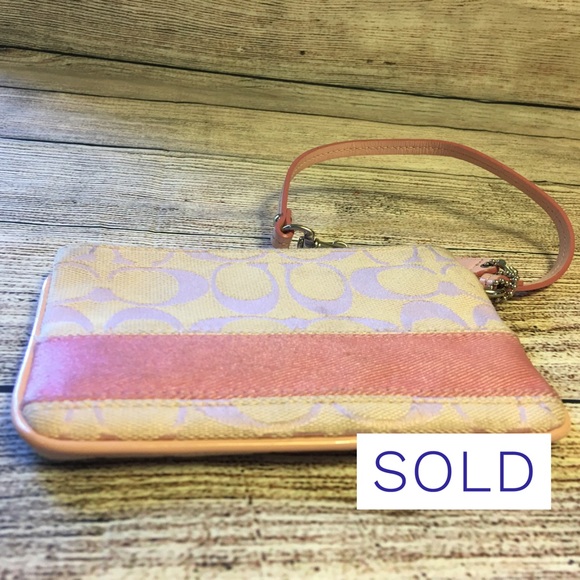 Coach Handbags - SOLD! COACH Pink Signature SIS Stripe Wristlet